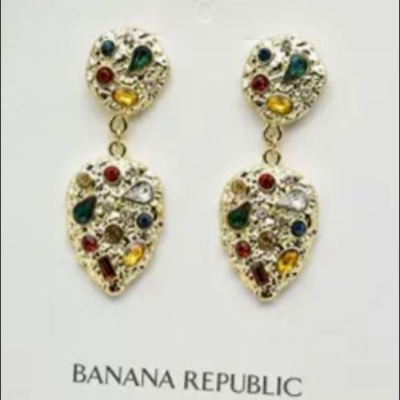 Banana Republic Jewelry - Banana Republic Gold & Rhinestone Earrings